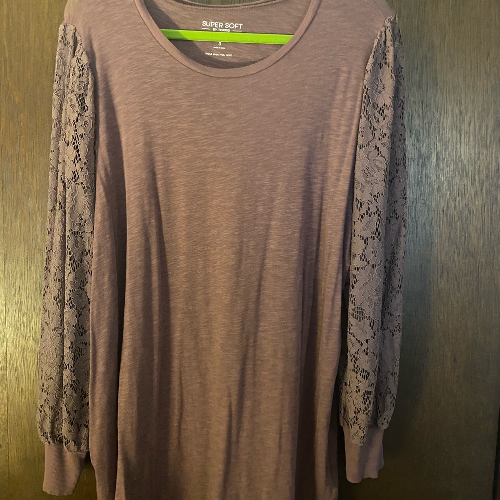 Torrid Pink Lace Sleeve Blouse Relaxed Fit